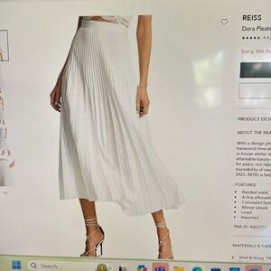 REISS Dora pleated skirt white Sz:4 Excellent Condition No stains, snags